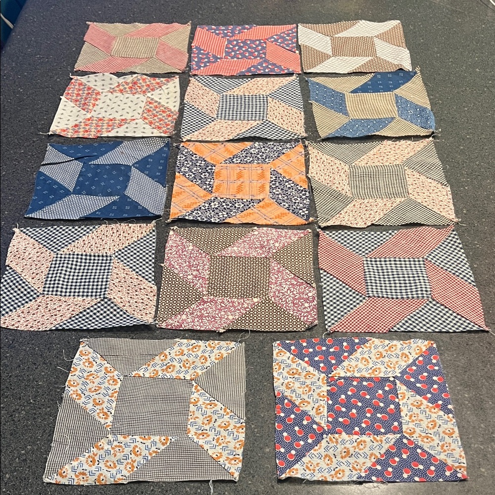 1920’s Feed Sack Quilt Squares - 14 squares